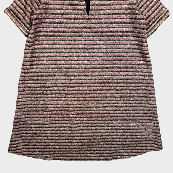 Sezane Sparkly Stripe Robe Mini Dress Black/Pink/Gold Women's Size Small - Picture 10 of 14